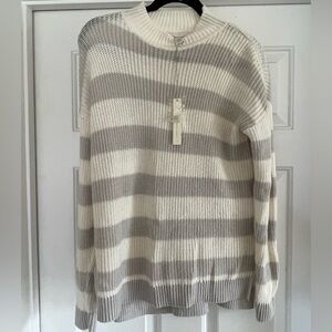 LC Lauren Conrad Gray and Cream Striped Sweater